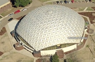 A. E. Wood Colliseum Mississippi College Clinton, Hinds County. Bing Maps image created c.2012 accessed 4-15-2014