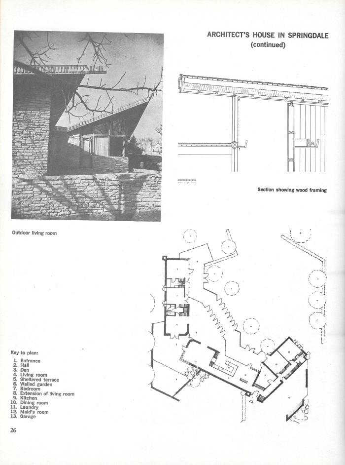 William Oglesby House, Springdale, Arkansas, photograph and plans, page 26 in Small Homes in the New Tradition.