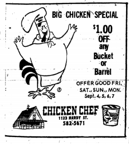 Chicken Chef Ad Hattiesburg American September 3, 1970